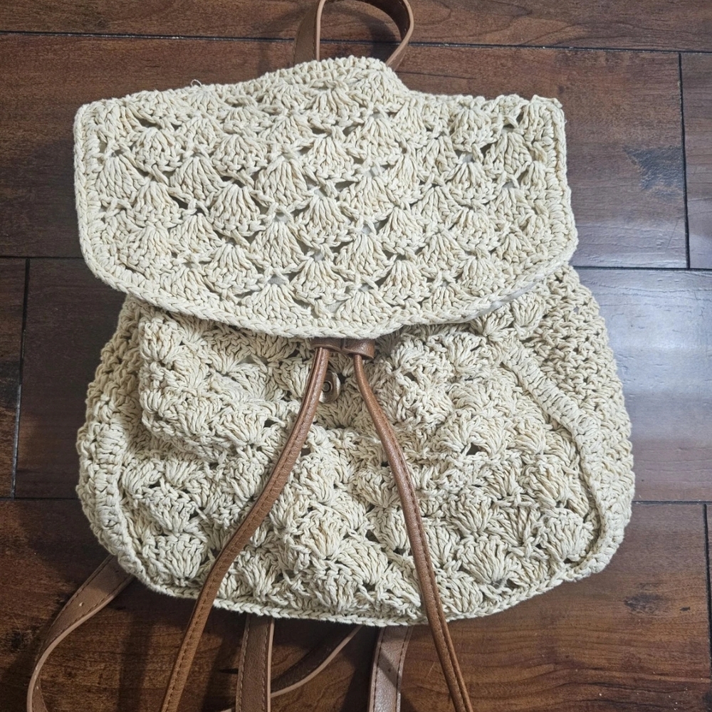 Nordstrom Cream Crochet Backpack